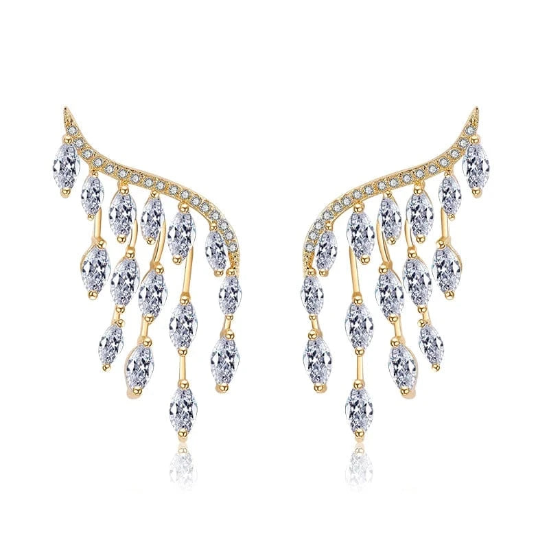 Rakol Ep598 Wholesale Luxury Angel Wing Cubic Zirconia Bridal Earrings Big Studs Earrings Jewelry Women 2022