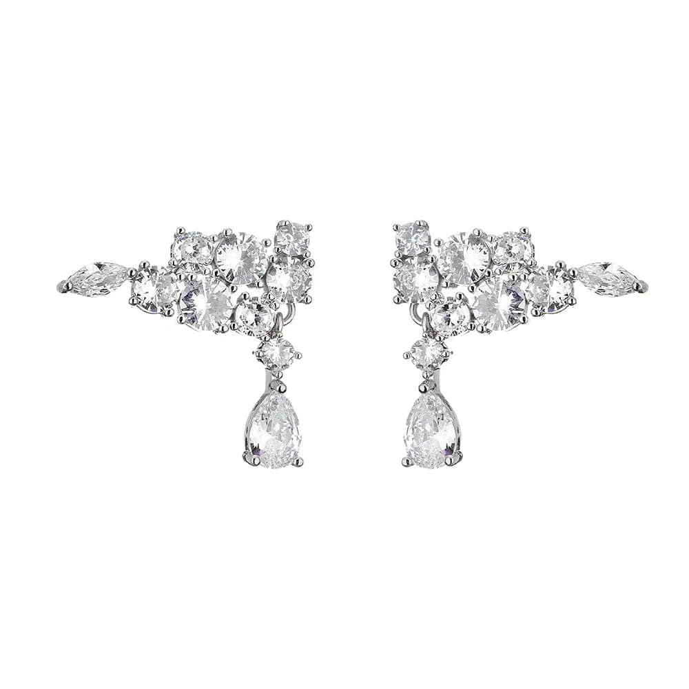 Rakol Ep598 Wholesale Luxury Angel Wing Cubic Zirconia Bridal Earrings Big Studs Earrings Jewelry Women 2022