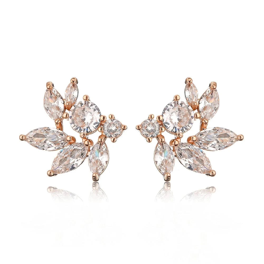 Rakol Ep598 Wholesale Luxury Angel Wing Cubic Zirconia Bridal Earrings Big Studs Earrings Jewelry Women 2022