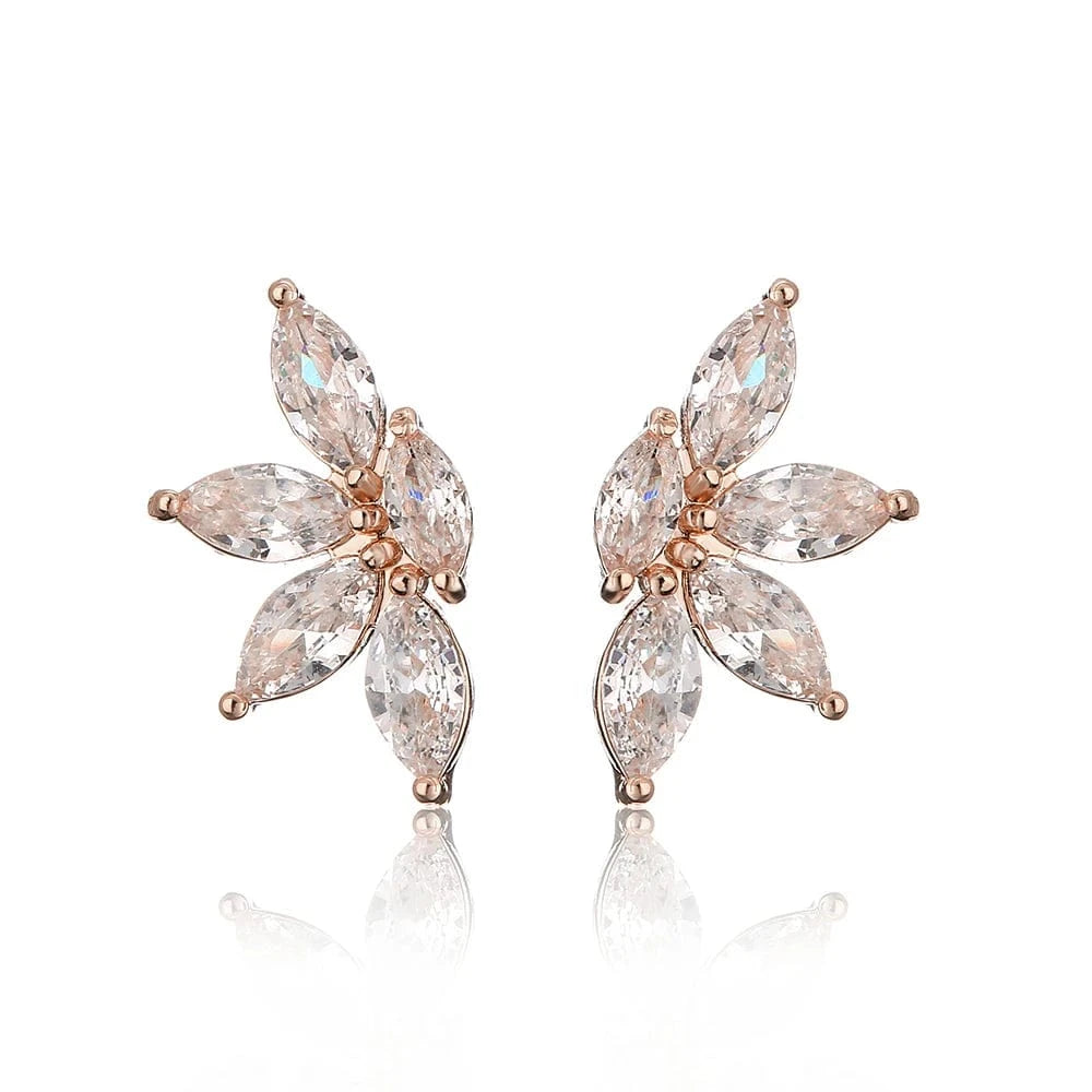 Rakol Ep598 Wholesale Luxury Angel Wing Cubic Zirconia Bridal Earrings Big Studs Earrings Jewelry Women 2022