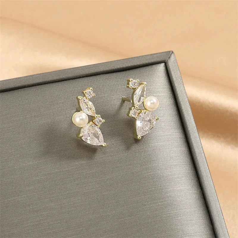 RAKOL  EP6097 Yellow Horse Eye Pearl Exquisite and Small Earrings Water Proof Stainless Steel  Stud Earrings with Unique Charm