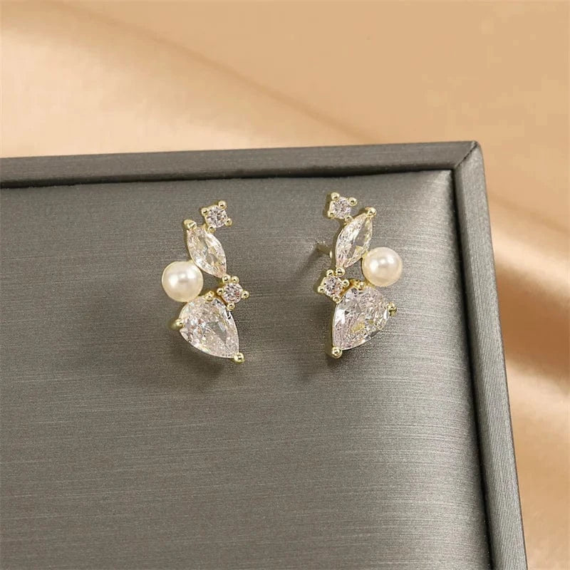 RAKOL  EP6097 Yellow Horse Eye Pearl Exquisite and Small Earrings Water Proof Stainless Steel  Stud Earrings with Unique Charm