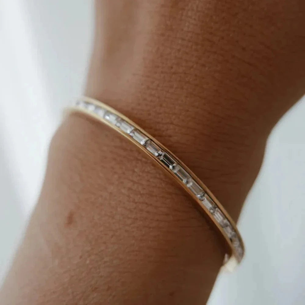 RAKOL JK007 Waterproof 18k Gold Plated 316 Stainless Steel Zirconium Designer Bracelet Bracelet Women Fashion Jewelry