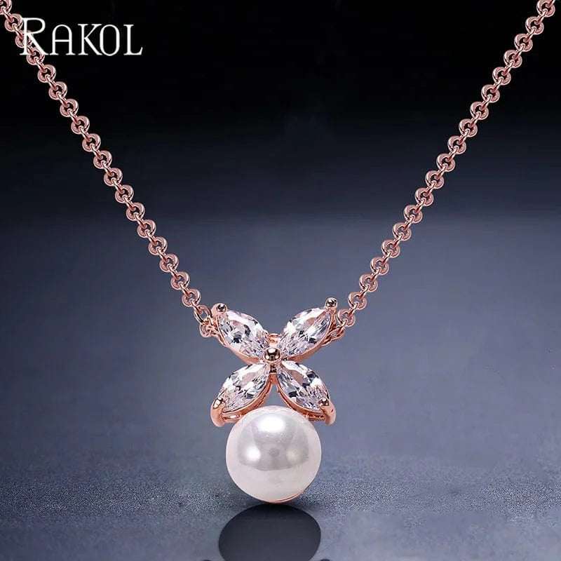RAKOL NP055 fashion arrival wedding women necklace engagement pearl necklace
