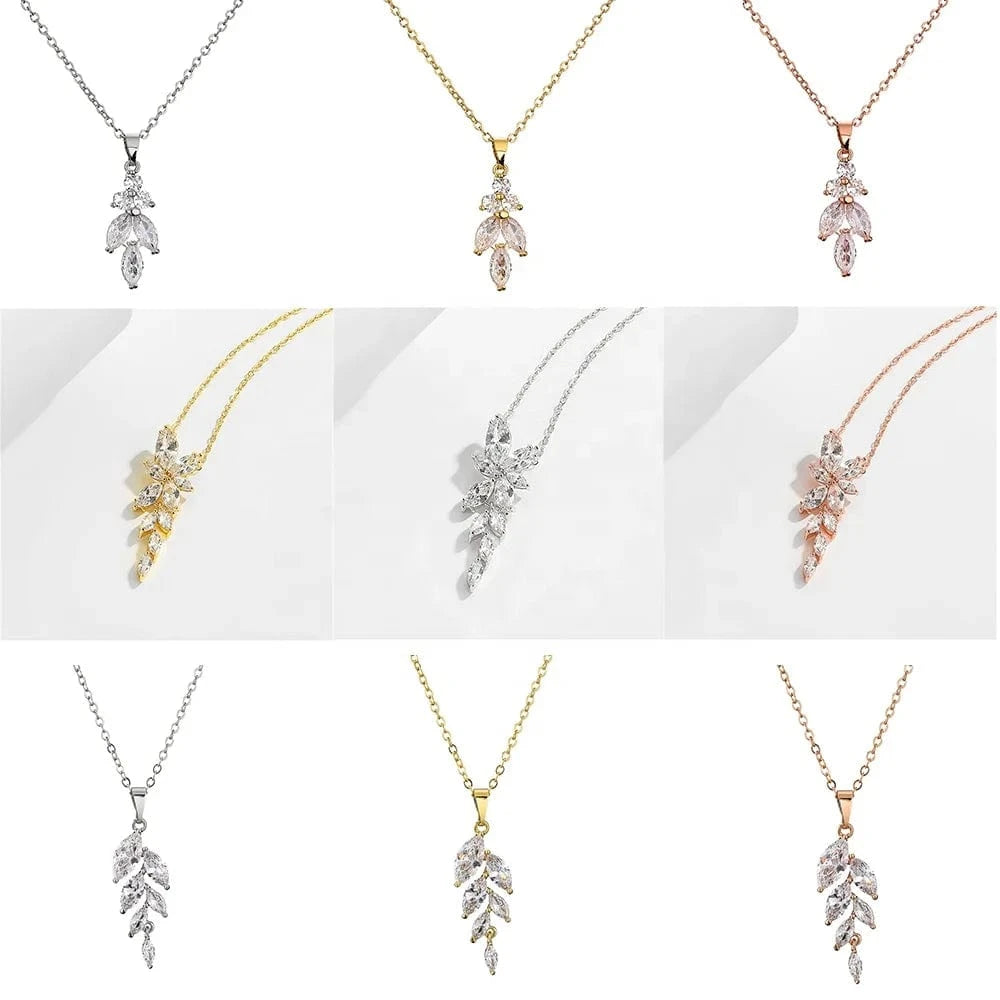 RAKOL NP2131 fashion simple CZ zirconia flower pendent necklace gold plated chian jewelry necklace for women