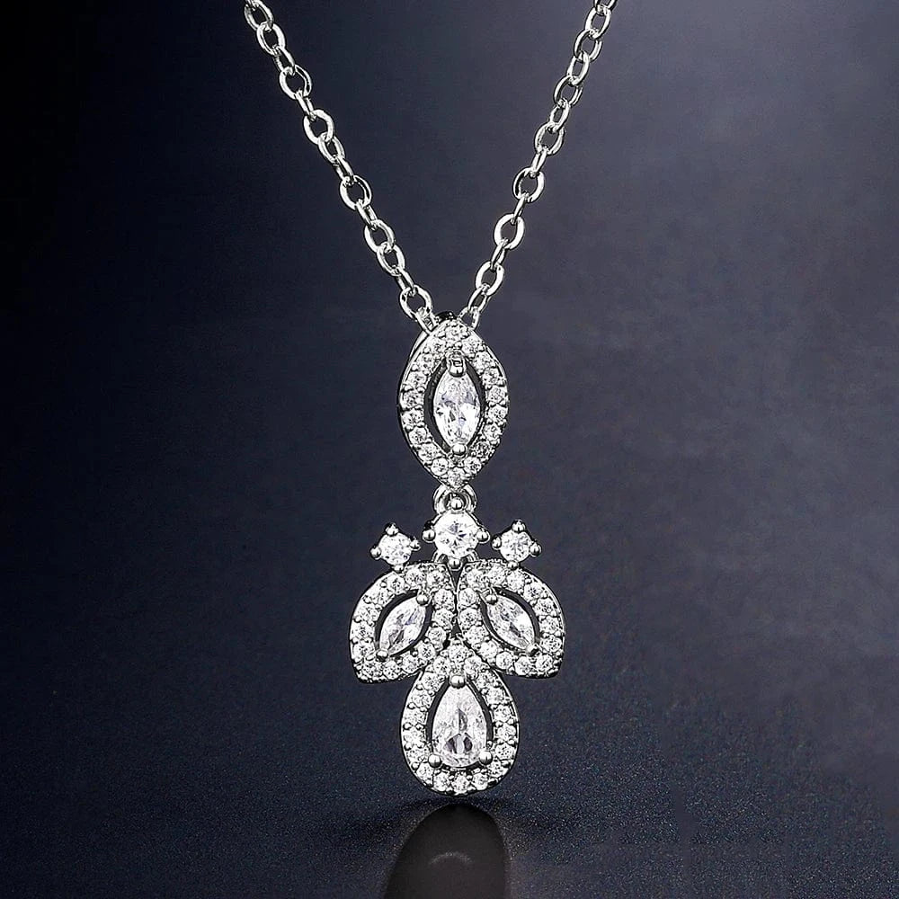 RAKOL NP2131 fashion simple CZ zirconia flower pendent necklace gold plated chian jewelry necklace for women