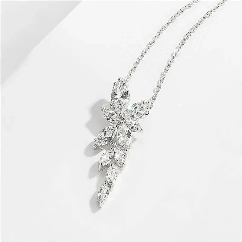 RAKOL NP2131 fashion simple CZ zirconia flower pendent necklace gold plated chian jewelry necklace for women