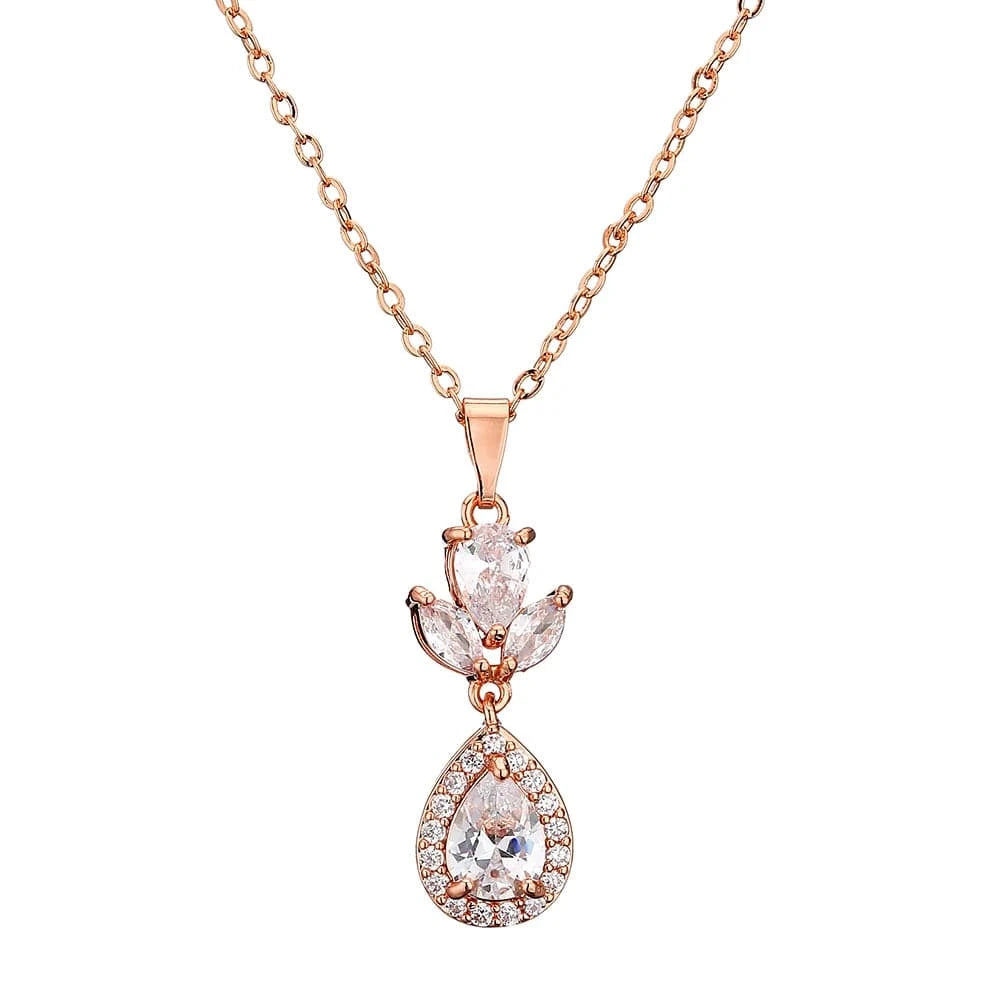 RAKOL NP2131 fashion simple CZ zirconia flower pendent necklace gold plated chian jewelry necklace for women