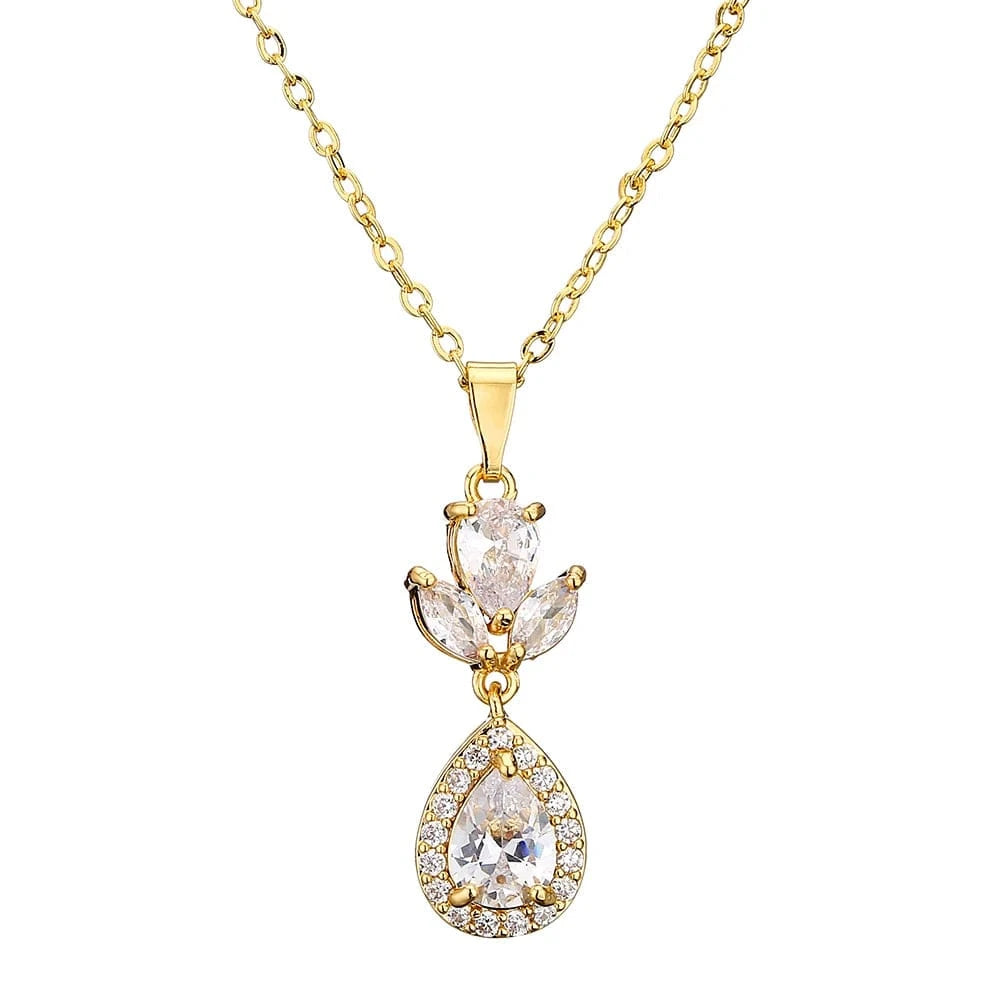 RAKOL NP2131 fashion simple CZ zirconia flower pendent necklace gold plated chian jewelry necklace for women