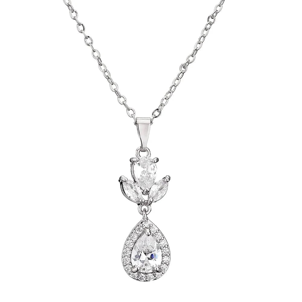 RAKOL NP2131 fashion simple CZ zirconia flower pendent necklace gold plated chian jewelry necklace for women