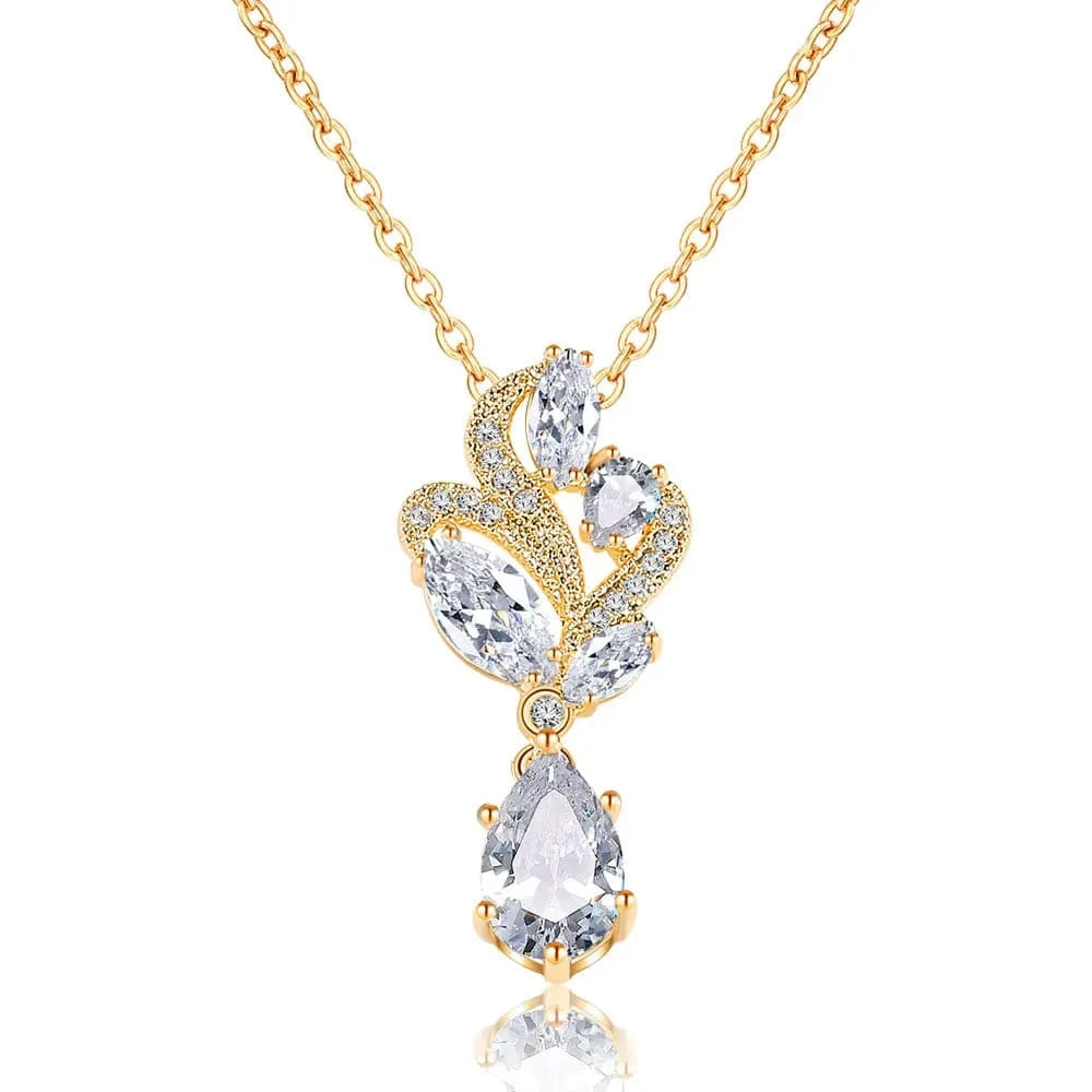 RAKOL NP2131 fashion simple CZ zirconia flower pendent necklace gold plated chian jewelry necklace for women
