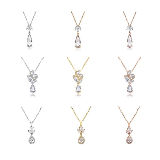 RAKOL NP2131 fashion simple CZ zirconia flower pendent necklace gold plated chian jewelry necklace for women