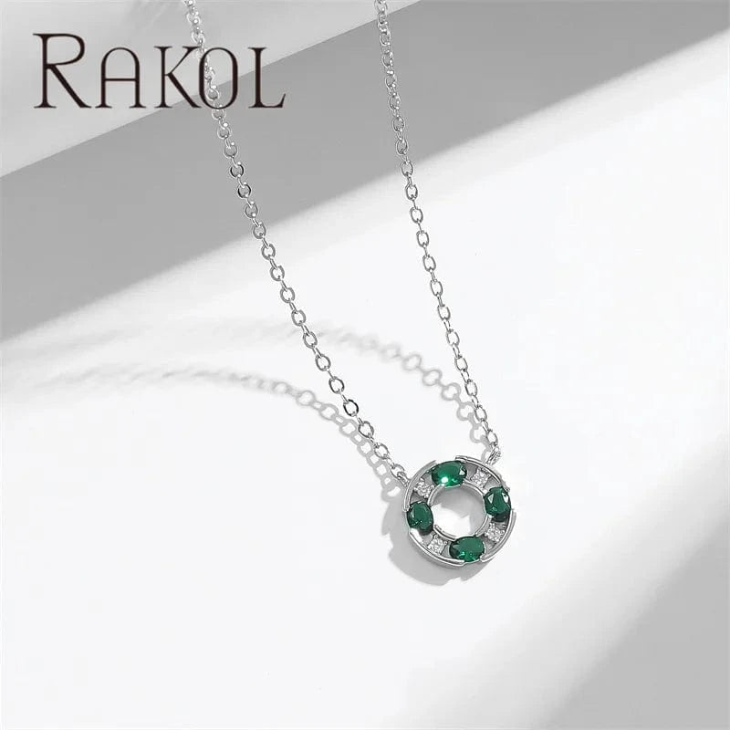 Rakol NP5191 18k Gold Plated Cz Circle Necklace For Women Cubic Zirconia Round Hollow Pendant Necklace Tarnish Free Jewelry