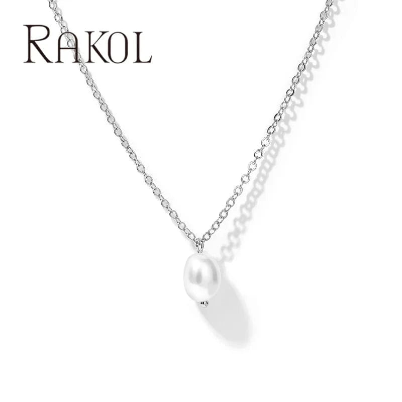 Rakol NP5215 Wholesale Tiny 18K Gold Pearl Necklace Fashion Dainty Pearls Pendant Choker Necklaces For Women Girl Jewelry