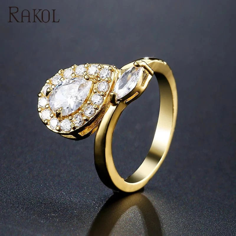 RAKOL RP2133 new fashion design for ladies luxury 18k white gold synthetic moissanite ring