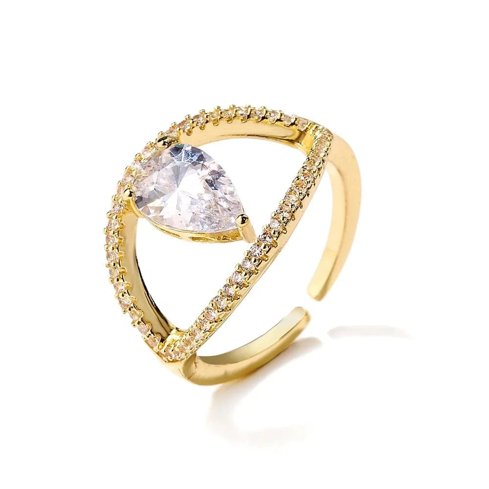 RAKOL RP2246 designs gold open rings  diamond open ring 18 k gold jewelry CZ diamond crystal  finger ring adjustable