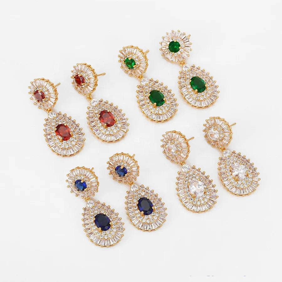 RAKOL SP232 American Style Popular Honorable Jewelry Full Inlay Crystal Zircon Water Shape Pendant Wedding Bridal Jewelry Set