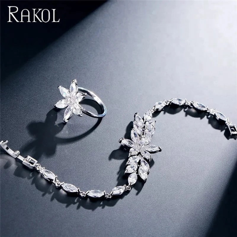 RAKOl SP235 fashion India dubai four piece suit zircon jewelry set luxury wedding bridal jewelry sets