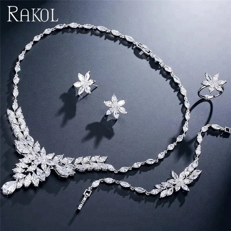 RAKOl SP235 fashion India dubai four piece suit zircon jewelry set luxury wedding bridal jewelry sets