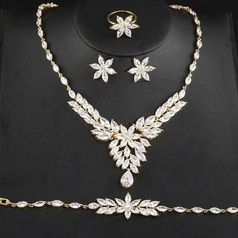 RAKOl SP235 fashion India dubai four piece suit zircon jewelry set luxury wedding bridal jewelry sets