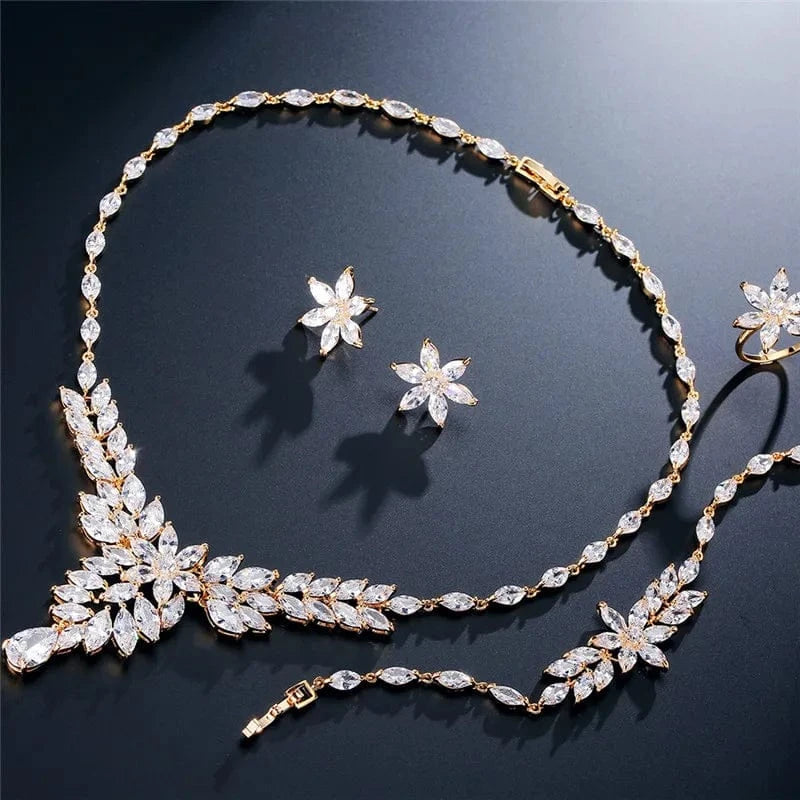 RAKOl SP235 fashion India dubai four piece suit zircon jewelry set luxury wedding bridal jewelry sets