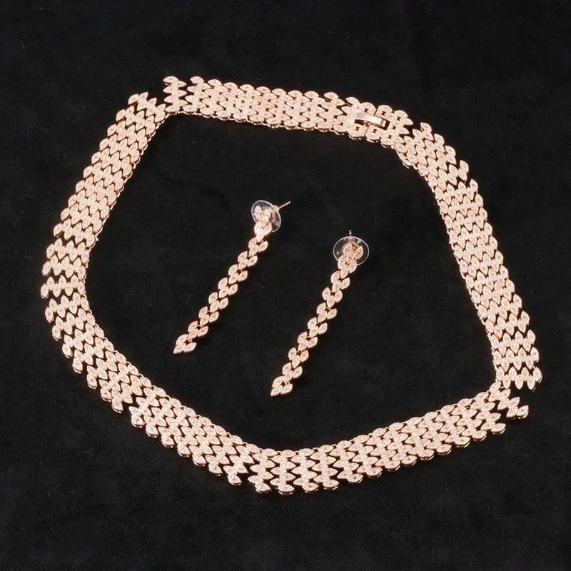 RAKOL SP242 Luxury Decoration Arabia Style Width Full Diamond Gold Jewelry Set