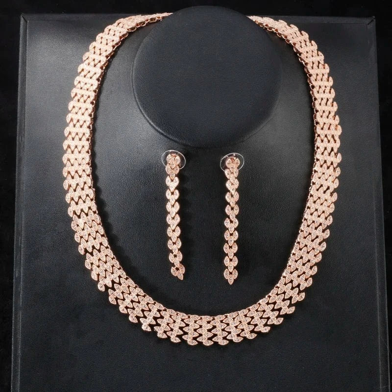 RAKOL SP242 Luxury Decoration Arabia Style Width Full Diamond Gold Jewelry Set