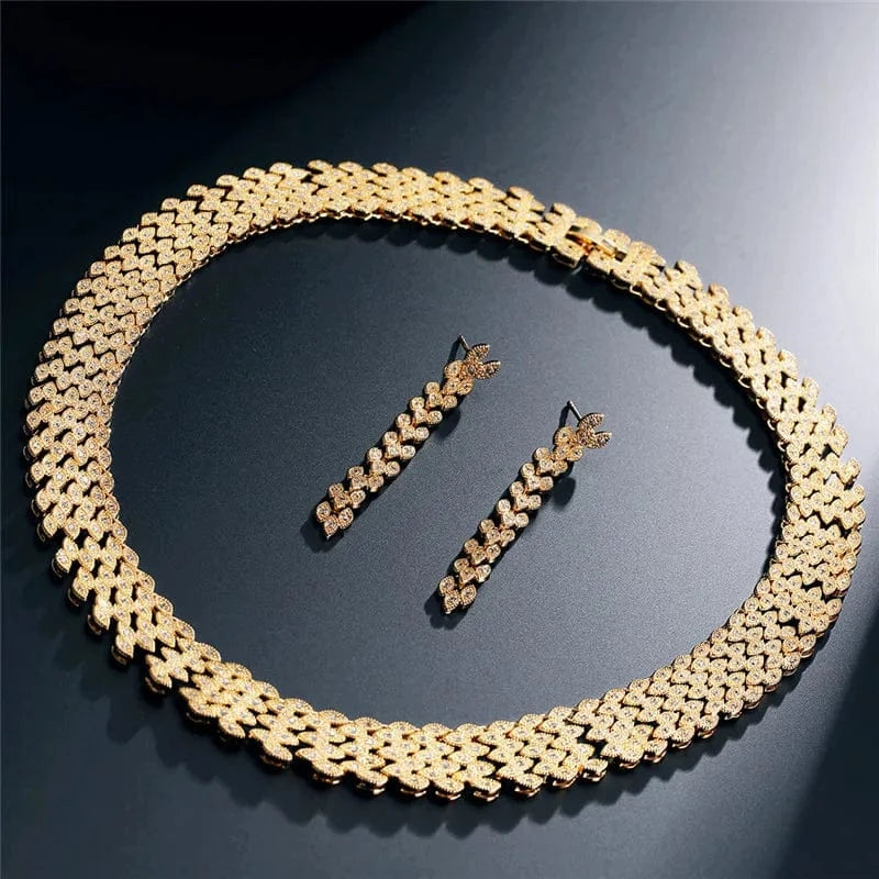 RAKOL SP242 Luxury Decoration Arabia Style Width Full Diamond Gold Jewelry Set