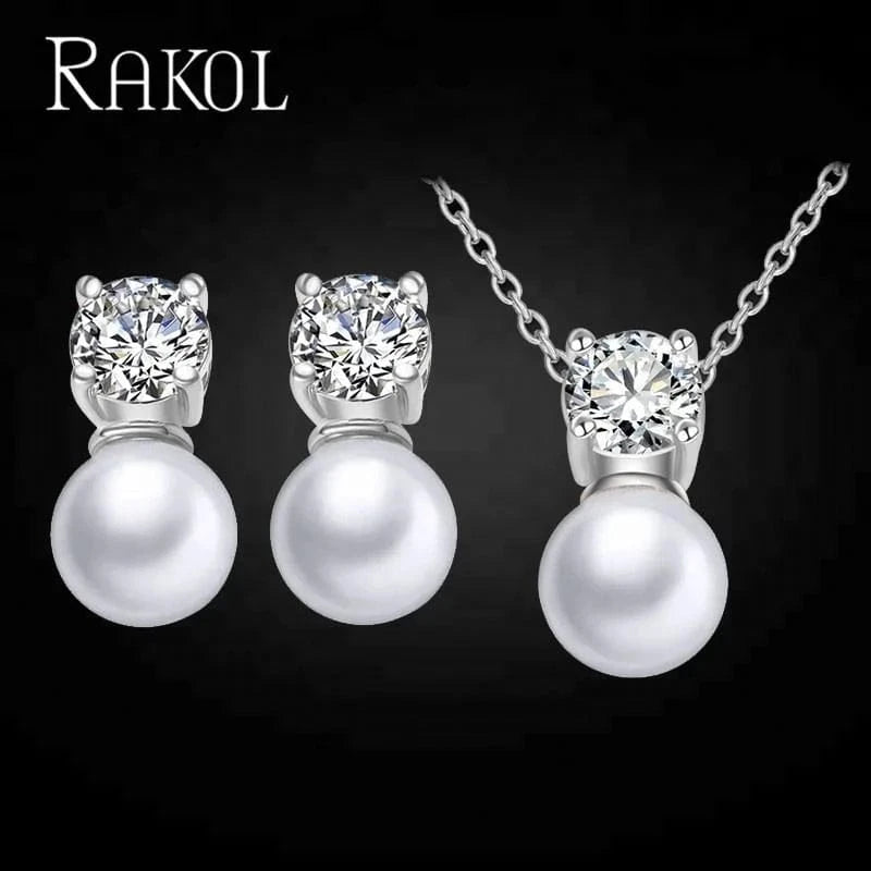 RAKOL SP3074 New Design 4PCS Leaf Cubic Zircon Necklace Earrings Bracelets And Rings Sets 925 Sterling Silver Jewelry Set Women