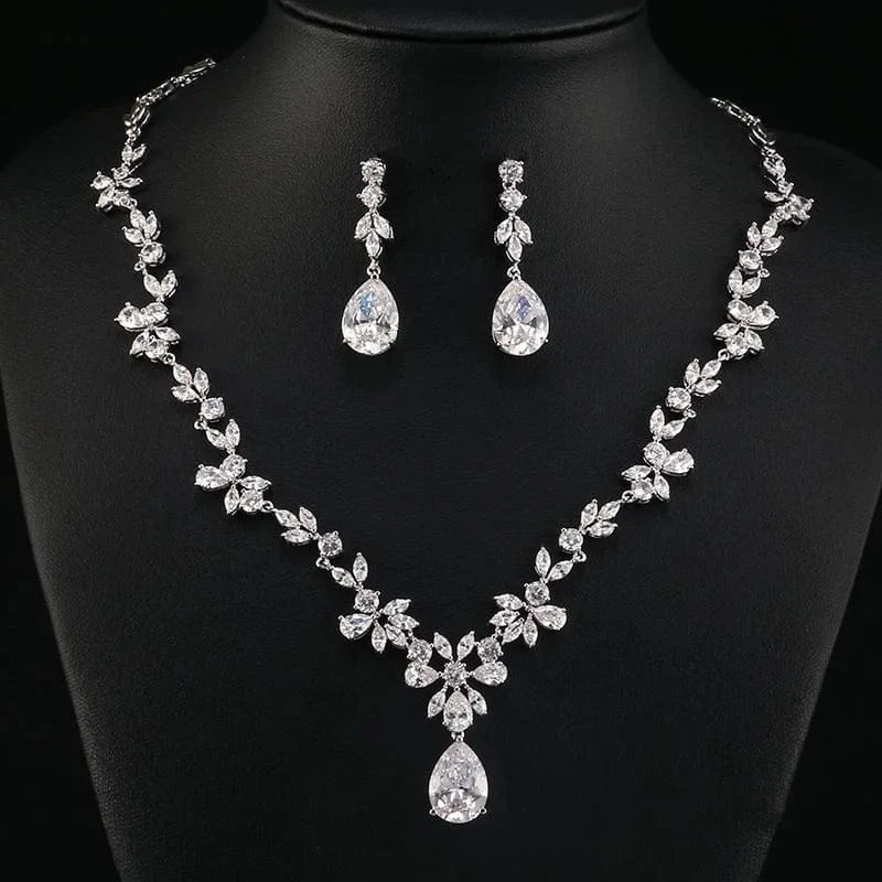 RAKOL SP3074 New Design 4PCS Leaf Cubic Zircon Necklace Earrings Bracelets And Rings Sets 925 Sterling Silver Jewelry Set Women