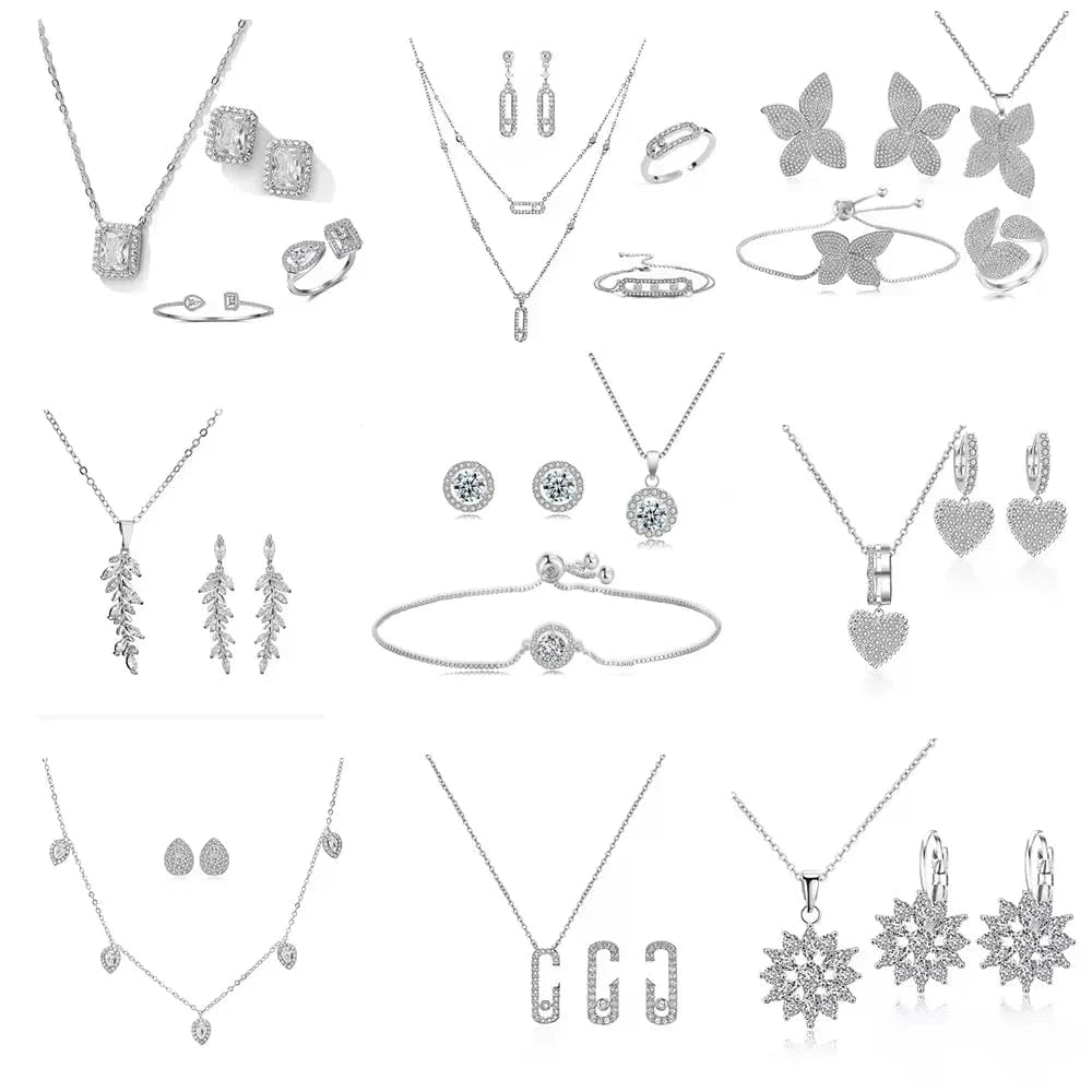 RAKOL SP3074 New Design 4PCS Leaf Cubic Zircon Necklace Earrings Bracelets And Rings Sets 925 Sterling Silver Jewelry Set Women