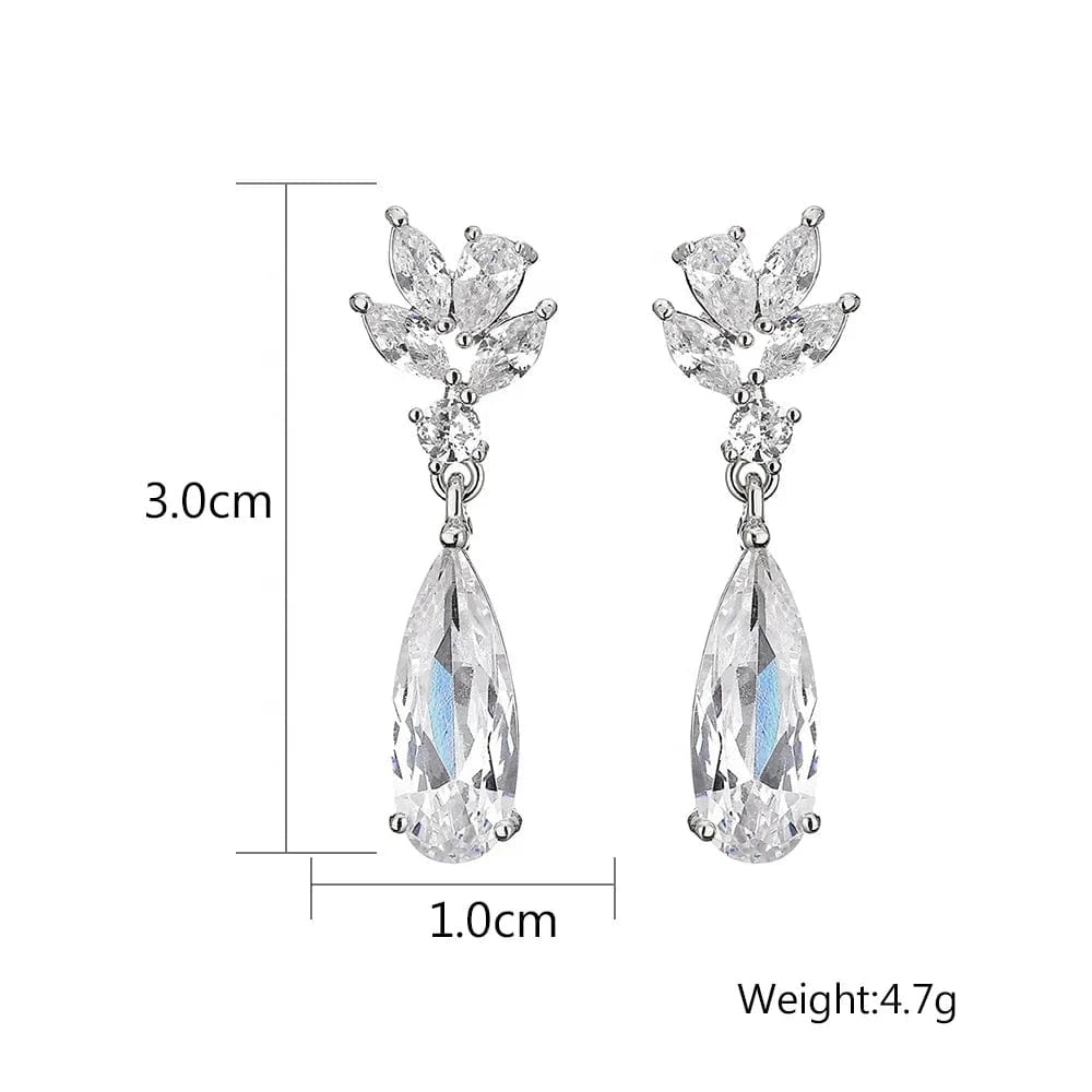 RAKOL SP3169 2022 Summer New Design Bridal Fine Jewelry Set Tear Drop Crystal  Earrings 14k Gold Chain Necklace And Earring Set