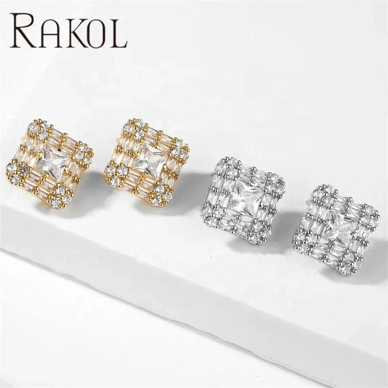 RAKOL SP3521 Hot Selling Fine Sterling Silver Necklace Earrings Jewelry Sets Bridal Diamond Zirconia Wedding Jewelry Sets