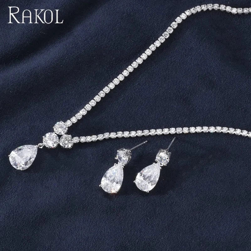 RAKOL SP461 Simple design women jewellery necklace set bridal wedding china jewelry wholesale