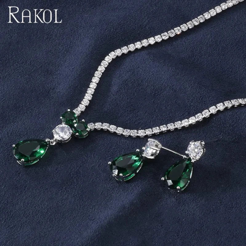 RAKOL SP461 Simple design women jewellery necklace set bridal wedding china jewelry wholesale
