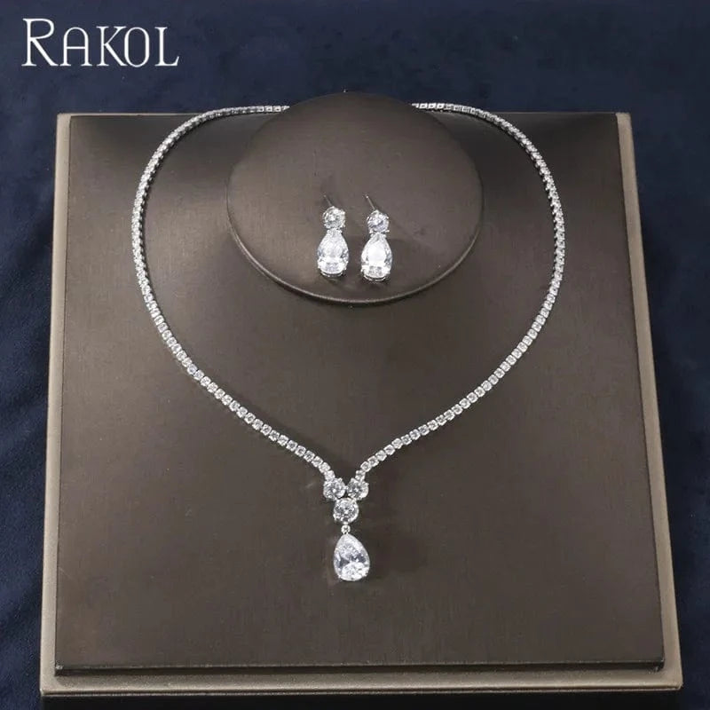 RAKOL SP461 Simple design women jewellery necklace set bridal wedding china jewelry wholesale