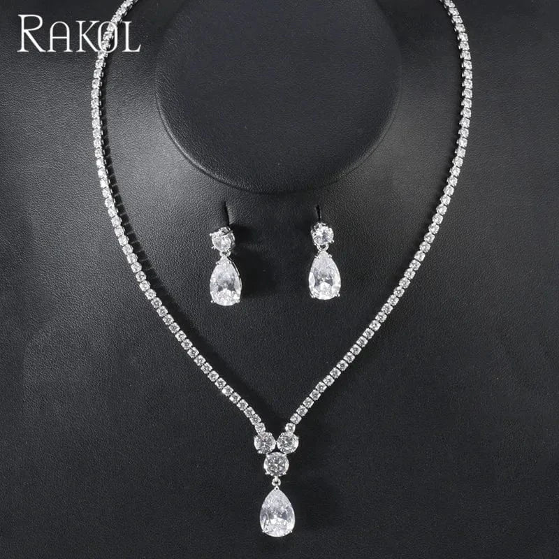 RAKOL SP461 Simple design women jewellery necklace set bridal wedding china jewelry wholesale