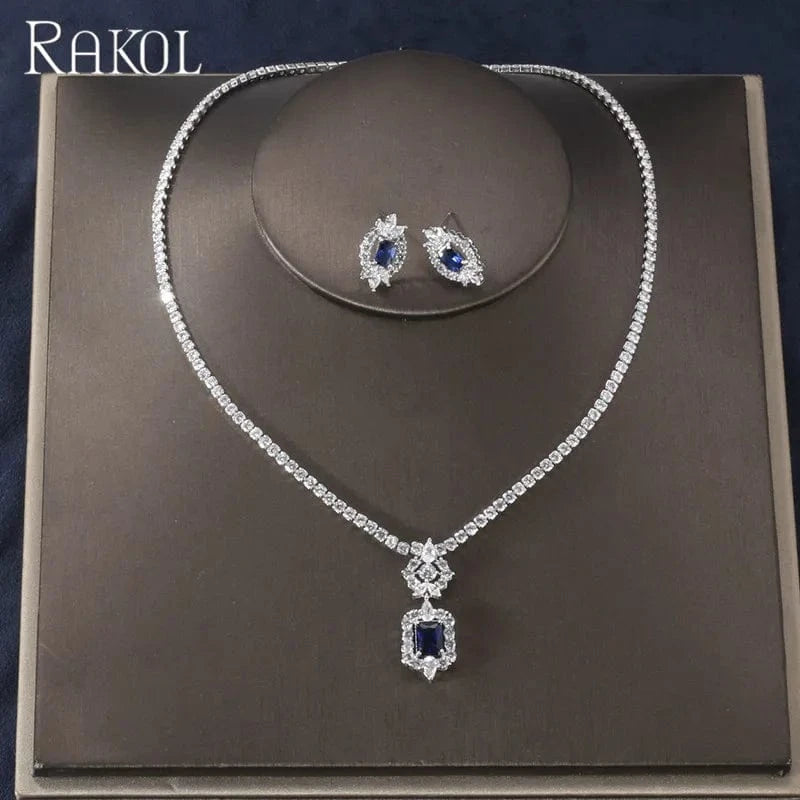RAKOL SP462 minimalist cubic zirconia jewelry sets necklace zirconia necklace diy custom necklace jewelry