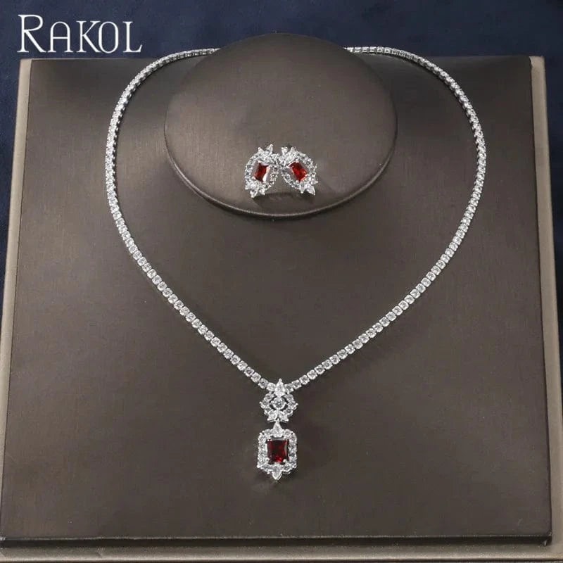 RAKOL SP462 minimalist cubic zirconia jewelry sets necklace zirconia necklace diy custom necklace jewelry
