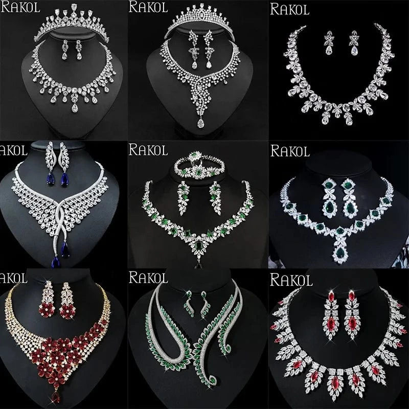 RAKOL SPA061 sterling silver jewelry sets dubai luxury indian wedding bridals cubic zirconia fashion jewelry sets jewellery