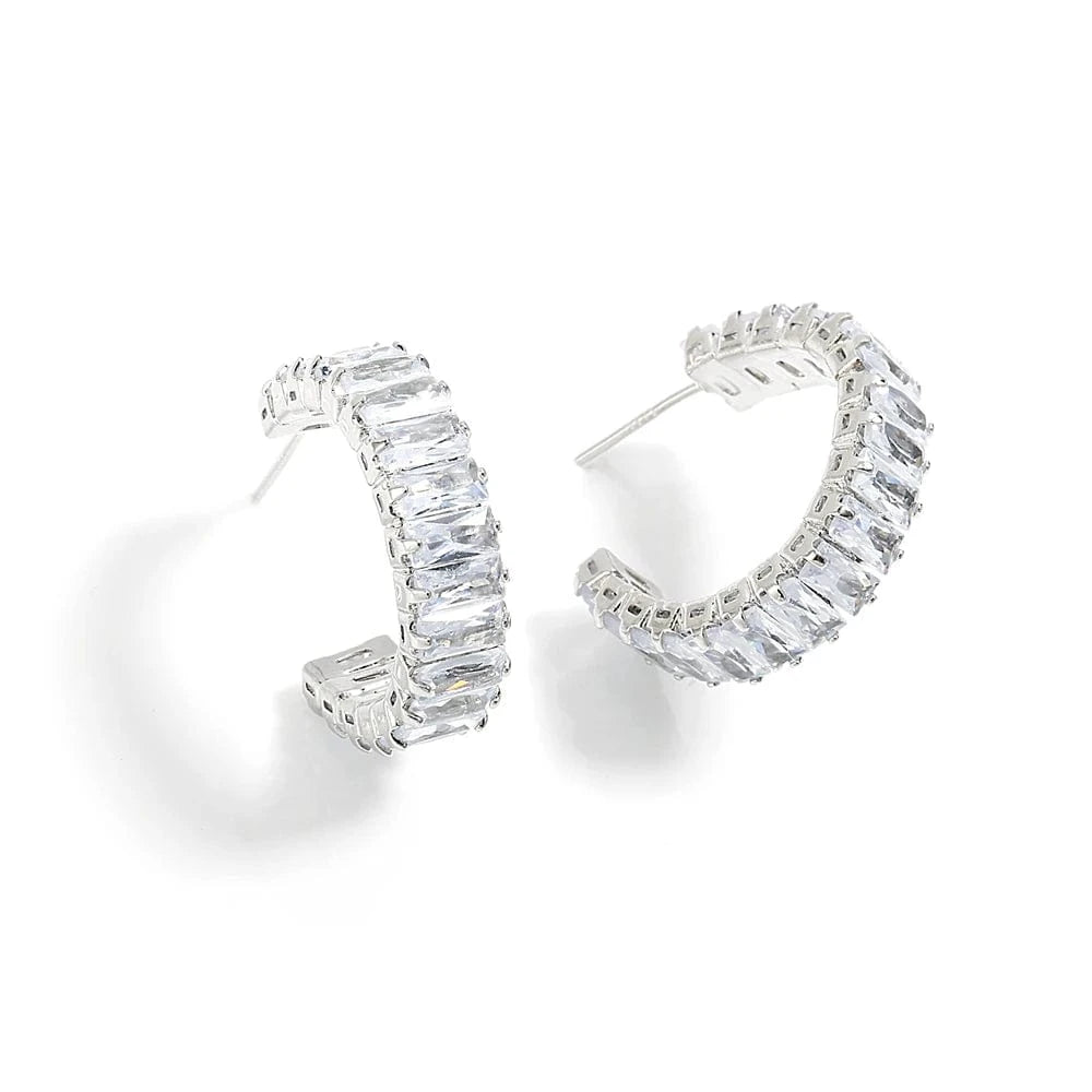 RAKOL ZPE593 stainless steel zircon earring jewelry making hoop Micro Pave Iced Out CZ Cubic Zirconia Earrings