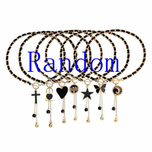 Random Sexy Wrapped Velvet Chain Black Heart-shaped Gold Butterfly Necklace for Women Girls Collarbone Chain Tassel Collar Bulk