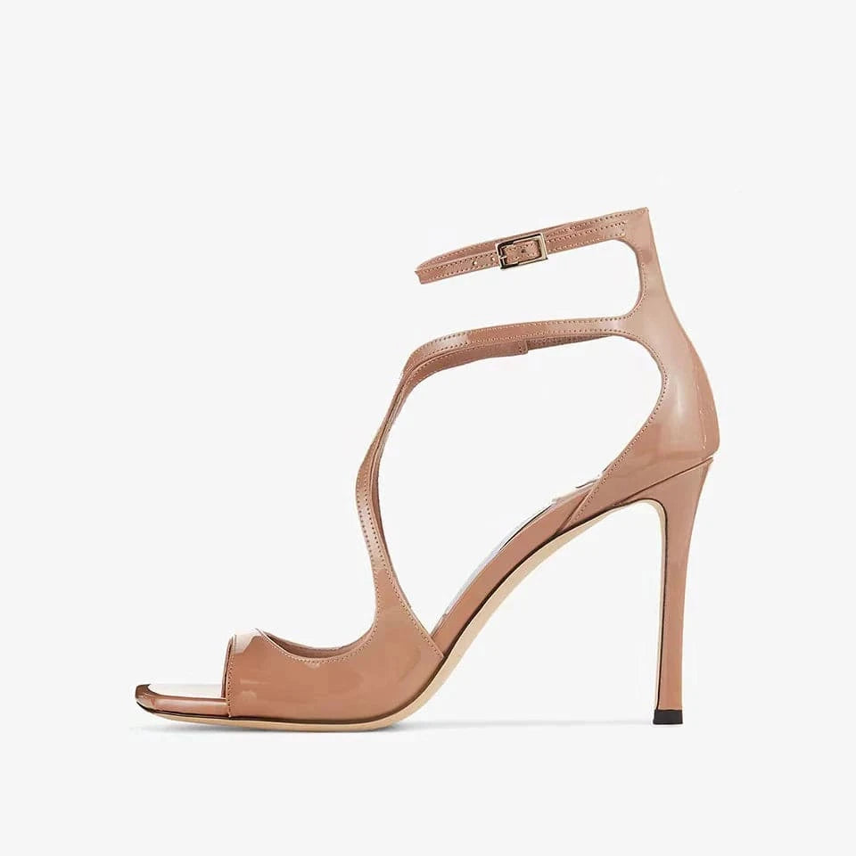 Ready stock hot recommend spring and summer New Cross button open toe stiletto high heels 2024