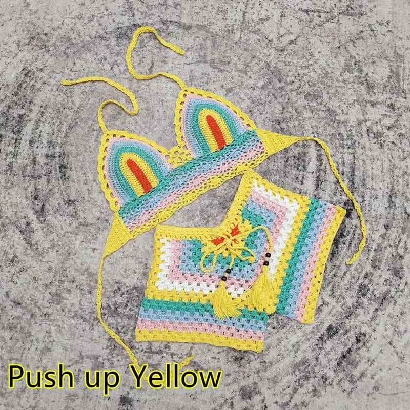 Ready to ship 2024 summer crochet knitted swimwear bathing suits beachwear bikini set