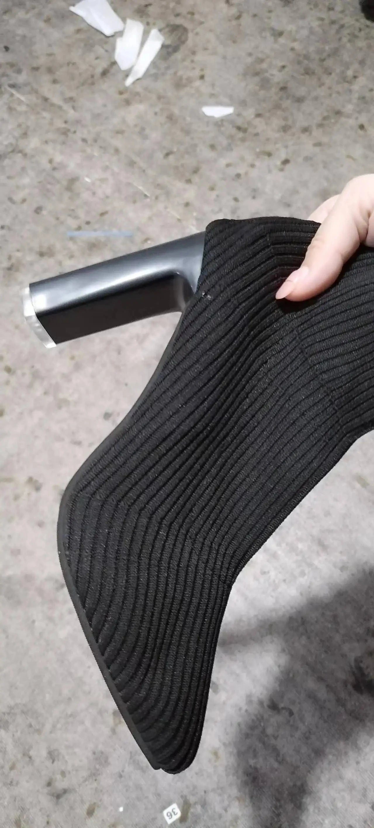 Ready to ship fall and winter boutique ladies shoes women's ribbed knitted thigh high boots