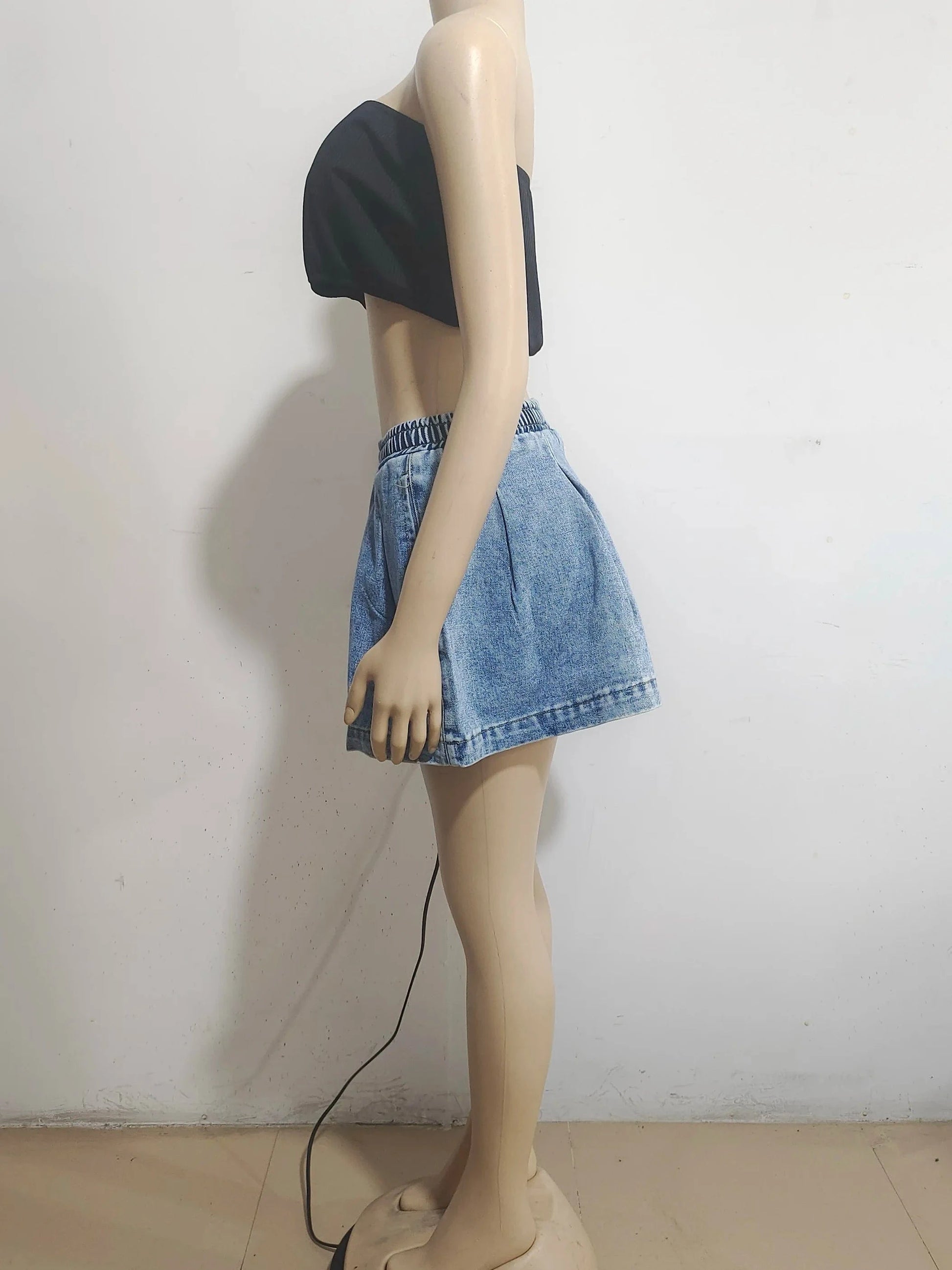 Ready to ship S-2XL 2024 summer pleated casual cute jeans denim skirt women's skirts