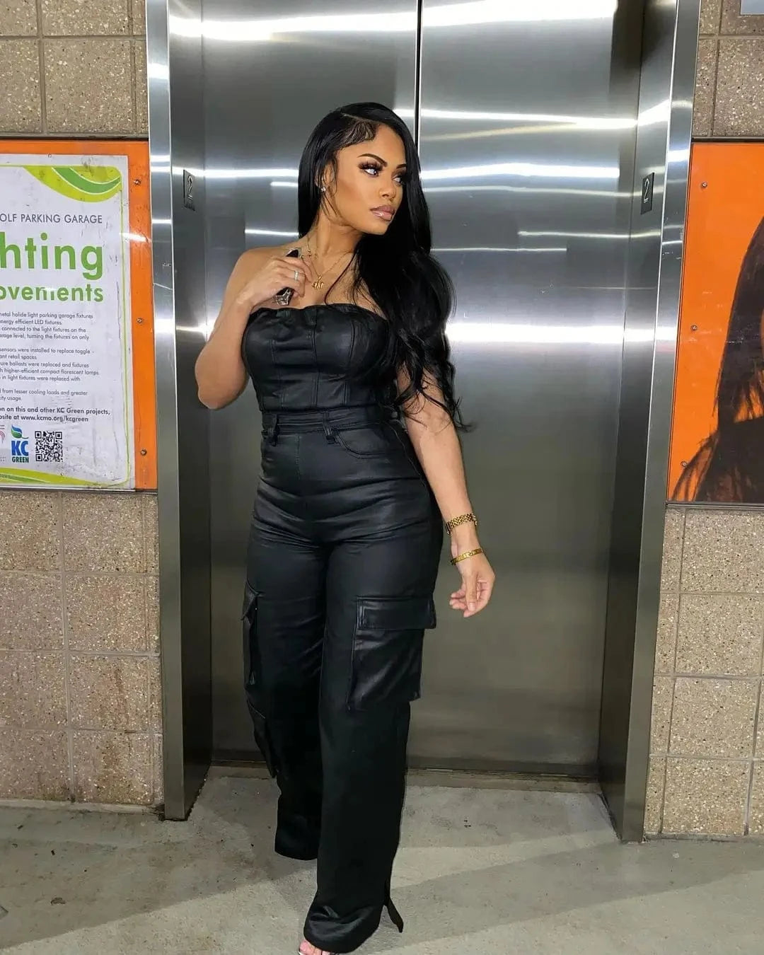 Ready to ship S-XL boutique sleeveless pu leather streetwear jumpsuits playsuits bodysuits