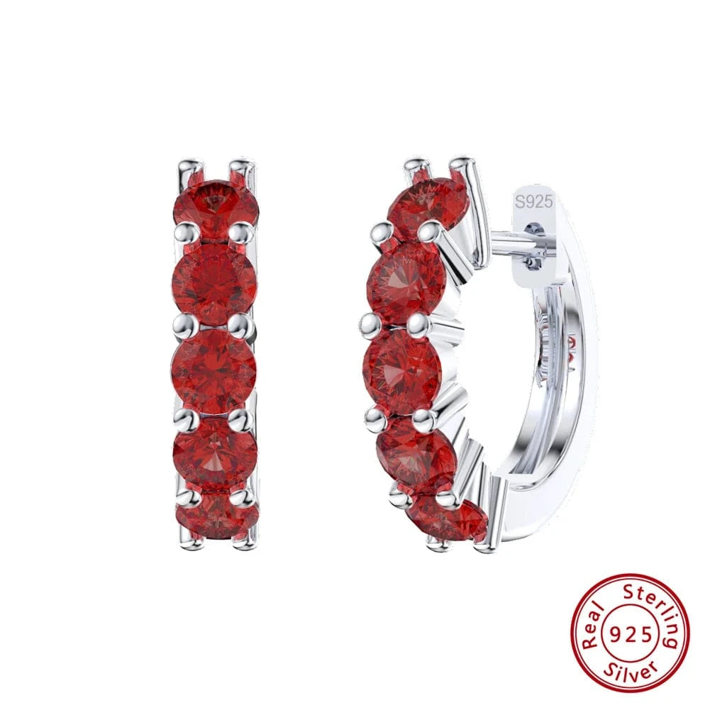 Red APE120 Rinntin Fashion Jewelry Pink Heart-shaped Hoop Earrings Color Cubic Zircon 925 Sterling Silver Earnings Jewelry For Women