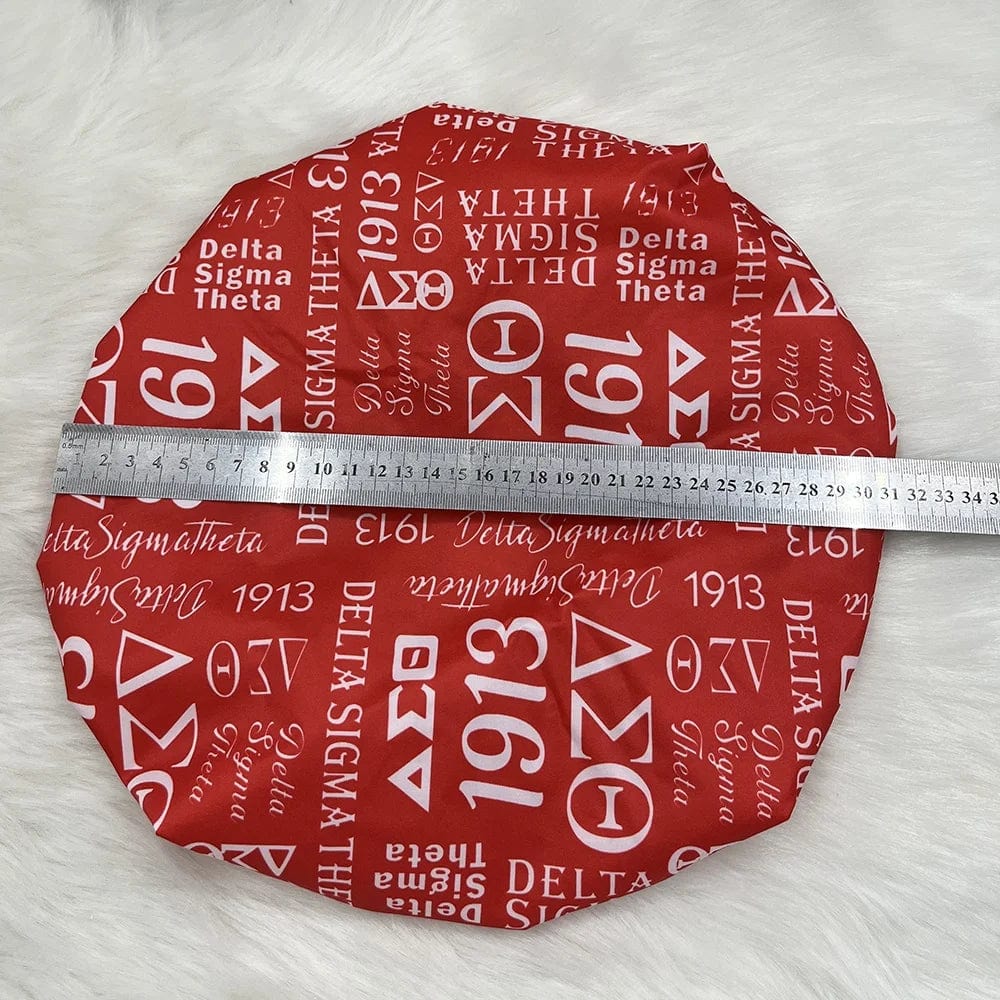 Red delta Newest Custom Elastic Fit All Organization Delta Sigma Thetaa Alpha Ka Alpha Sorority Waterproof Hat Zeta Phi Beta Shower Cap