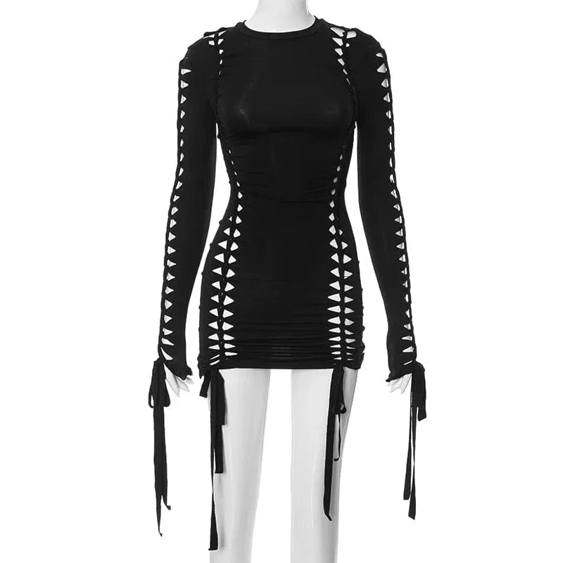 Red Dress Long Sleeve for 2024 Valentine Day Dresses Woman Cutout Bodycon Shape Wear Valentines Mini Dress